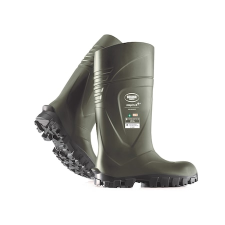 StepliteX SolidGrip PU Boot, Composite Toecap, Green-Black, Sz 9